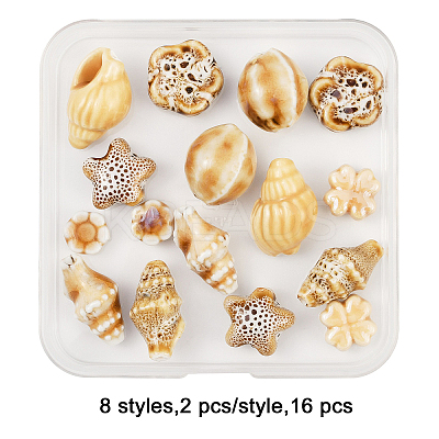 16Pcs 8 Styles Handmade Porcelain Beads PORC-FP0001-12-1
