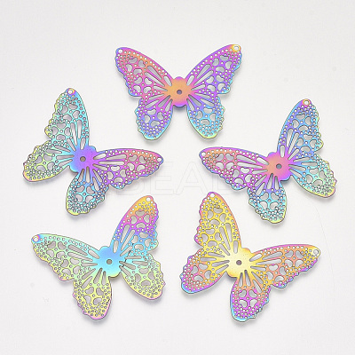 Ion Plating(IP) 201 Stainless Steel Filigree Pendants X-STAS-S108-48-1