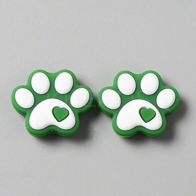 Dog Paw Print Food Grade Eco-Friendly Silicone Beads LS-SIL-WH0008-45A-1