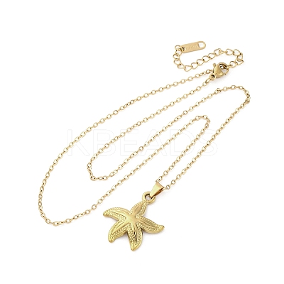 Starfish 304 Stainless Steel Pendant Necklaces NJEW-M096-21G-1