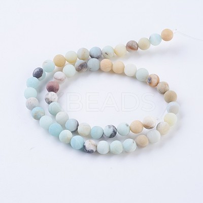 Frosted Natural Flower Amazonite Round Bead Strands X-G-E334-8mm-09-1