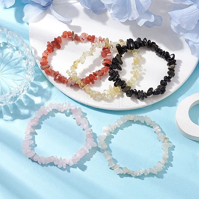 12 Constellation Natural Mixed Gemstone Chip Beaded Stretch Bracelets Sets for Women Men BJEW-JB10264-10-1