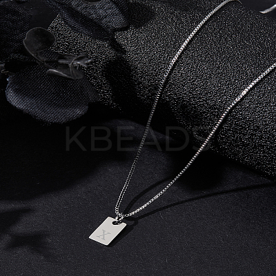 1Pc Stainless Steel Letter Rectangle Pendant Necklaces NJEW-LP0001-34X-P-1