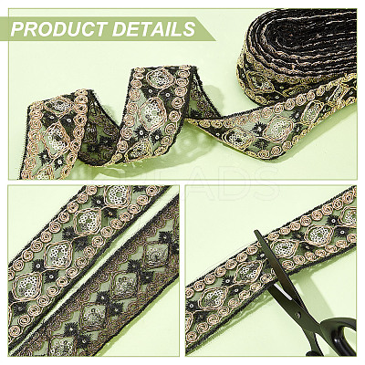 Polyester Rhombus Embroidery Lace Trim OCOR-WH0090-84A-1