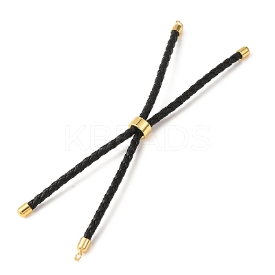Adjustable Round Braided Microfiber Leather Cord Bracelet Making KK-CBAC260-01G-32-1