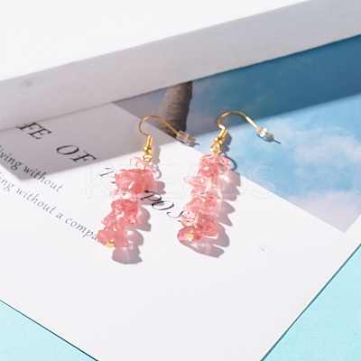 Gemstone Chip Beaded Dangle Earrings EJEW-JE04788-1
