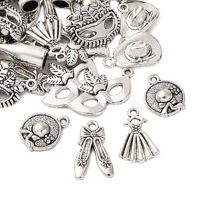 40Pcs 8 Styles Banquet Theme Tibetan Style Alloy Pendants TIBE-FP0001-09-1