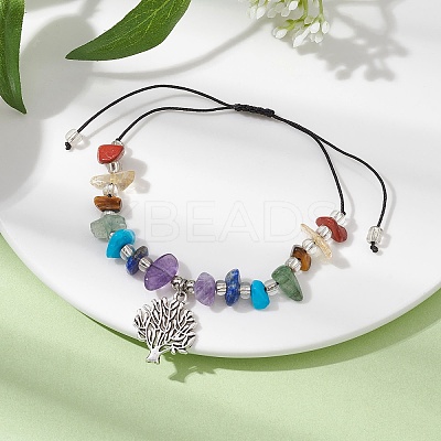 Chakra Natural & Synthetic Gemstone Braided Bead Bracelets BJEW-JB09824-02-1