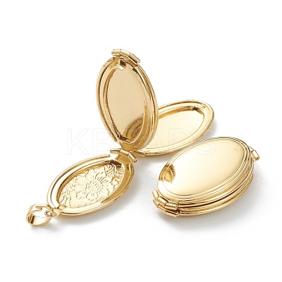 Brass Locket Pendants KK-P199-10G-1