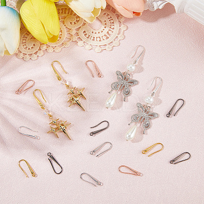 40Pcs 5 Colors Eco-Friendly Brass Earring Hooks KK-SC0006-48-1