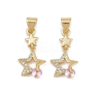 Brass Micro Pave Cubic Zirconia Pendants KK-C132-08G-1