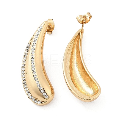 304 Stainless Steel Rhinestone Stud Earrings EJEW-M070-08G-1