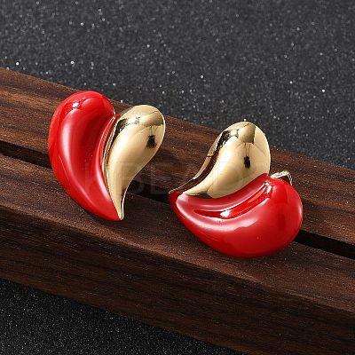 201 Stainless Steel Heart Stud Earrings EJEW-P304-07G-1