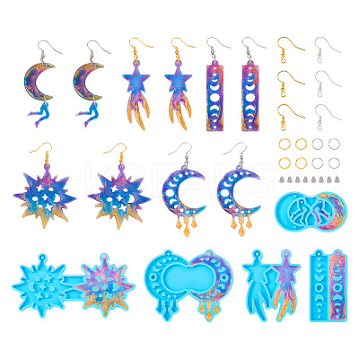 5Pcs 5 Style Moon Phase & Star Pendant Silicone Molds DIY-TA0004-98-1