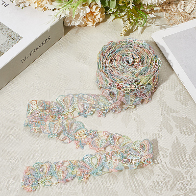 5 Yards Flower Polyester Lace Ribbon OCOR-GF0004-95D-1