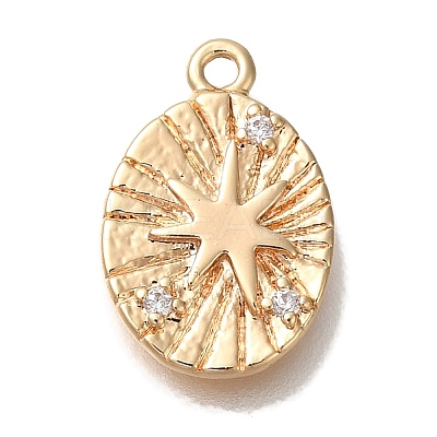 Brass Micro Pave Cubic Zirconia Pendants KK-U038-20G-1