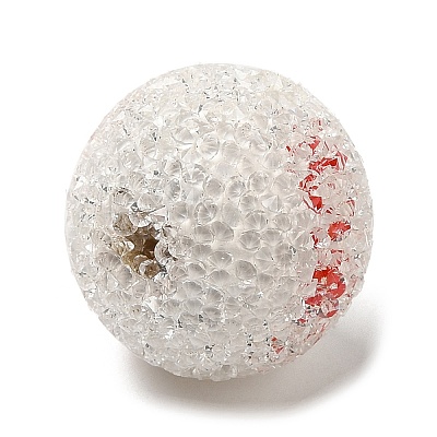 Spray Painted Wood European Beads with Rhinestone RESI-C038-03A-1