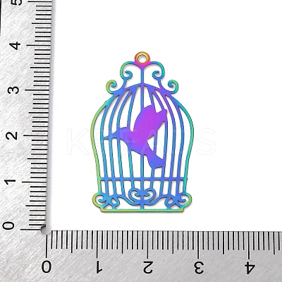 201 Stainless Steel Etched Metal Embellishments Pendants STAS-P382-01A-MC-1