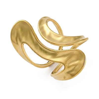 304 Stainless Steel Open Cuff Rings for Women RJEW-F174-08G-1
