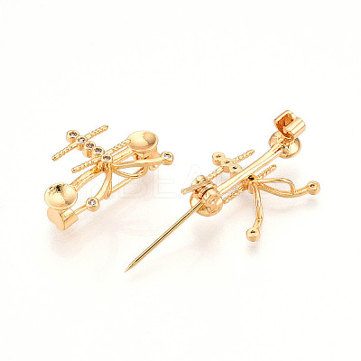 Brass Micro Pave Cubic Zirconia Brooch Findings KK-N258-19G-1