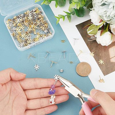 80Pcs 2 Colors 201 Stainless Steel Stud Earrings Findings with 304 Stainless Steel Pin and Loop STAS-UN0035-57-1