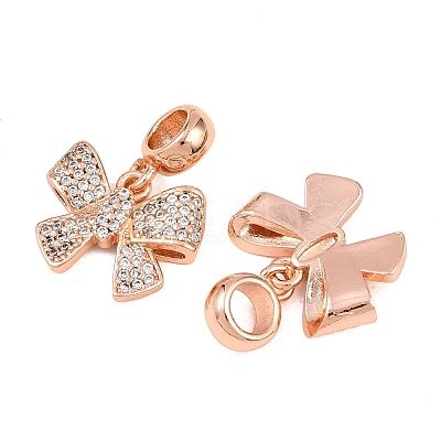 Brass Micro Pave Cubic Zirconia European Dangle Charms ZIRC-E163-15RG-1