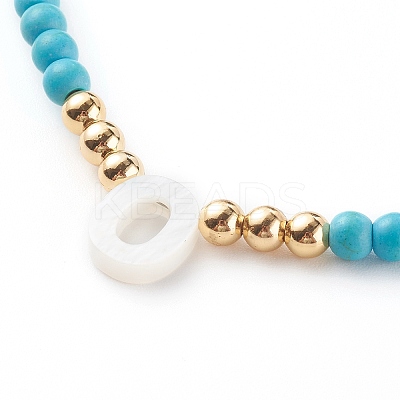 Natural Shell Initial Pendant Necklaces NJEW-JN03405-03-1