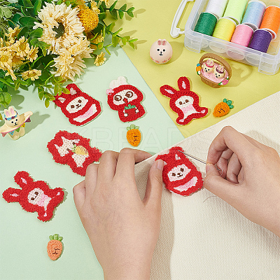36Pcs 9 Styles Easter Rabbit & Carrot Yarn Knitted Appliques PATC-FG0001-76-1