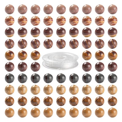 100Pcs 8mm Natural Mookaite Round Beads DIY-LS0002-57-1