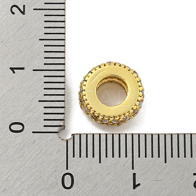 Rack Plating Brass Cubic Zirconia European Beads KK-L215-003G-1