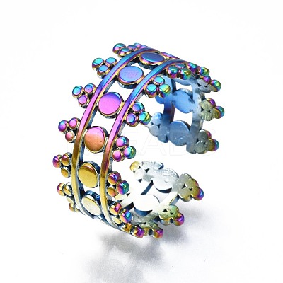 304 Stainless Steel Hollow Wide Band Cuff Ring RJEW-N038-071-1