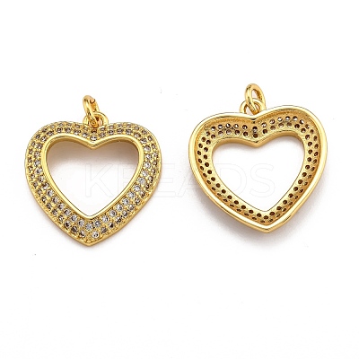 Brass Micro Pave Clear Cubic Zirconia Pendants ZIRC-J025-59G-1