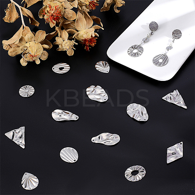 20Pcs 10 Style Textured 201 Stainless Steel Pendants STAS-UN0047-26P-1