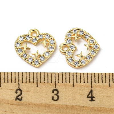 Brass Micro Pave Clear Cubic Zirconia Charms KK-H460-49G-1