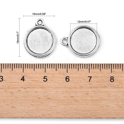 Tibetan Style Alloy Flat Round Pendant Cabochon Settings TIBEP-M022-32AS-1