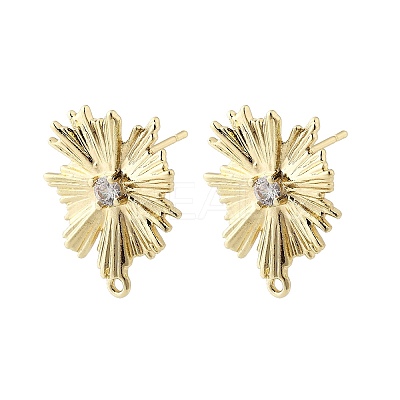 Brass Micro Pave Cubic Zirconia Stud Earring Findings KK-K371-39G-1