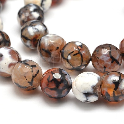 Dyed Natural Agate Faceted Round Beads Strands G-E268-33-1