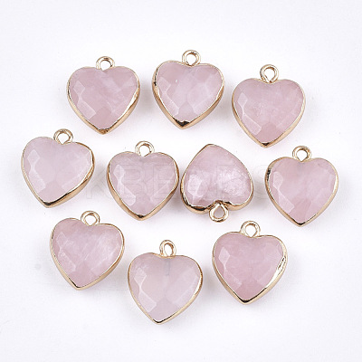 Electroplate Natural Rose Quartz Pendants X-G-T112-03H-1