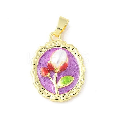 Brass Enamel Pendants KK-Z101-09G-E02-1