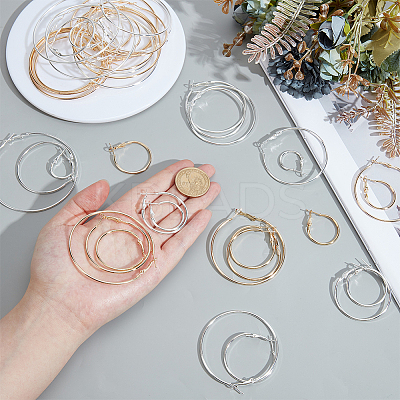 2 Colors Alloy Hoop Earring Sets EJEW-WR0001-02-1