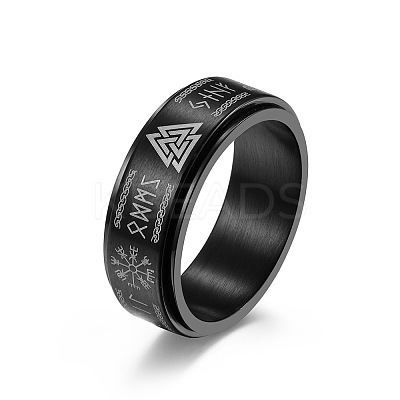 Viking Word 304 Stainless Steel Rotatable Finger Rings for Men FS-WGA52A7-08-1