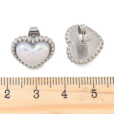 304 Stainless Steel Shell Heart Stud Earrings for Women EJEW-Z095-02P-1