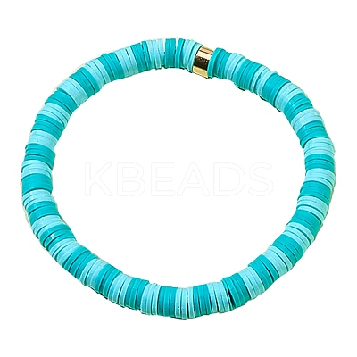 Polymer Clay Heishi Surfer Stretch Bracelet with 304 Stainless Steel Beaded BJEW-SW00107-02-1