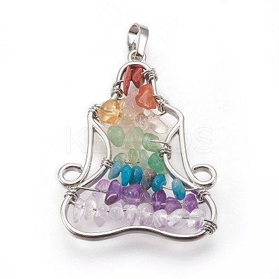 Natural & Synthetic Mixed Gemstone Chakra Pendants G-I212-01-1