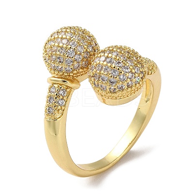 Rack Plating Brass Cubic Zirconia Open Cuff Rings RJEW-K249-15G-1