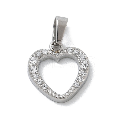 304 Stainless Steel Micro Pave Cubic Zirconia Pendants STAS-Z107-04P-01-1