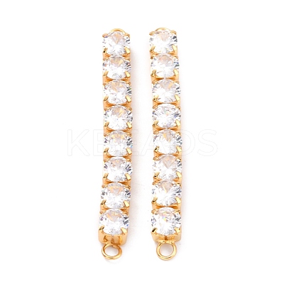 Brass Clear Round Cubic Zirconia Links Connectors ZIRC-G170-23A-G-1