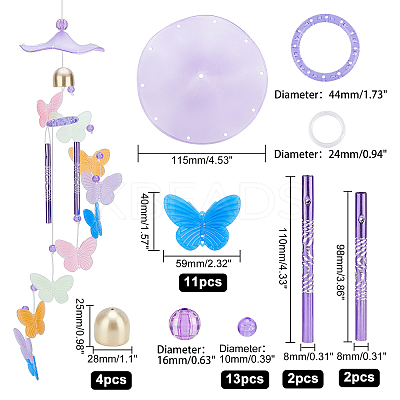 DIY Noctilucence Wind Chime Making Kit DIY-GA0002-45-1