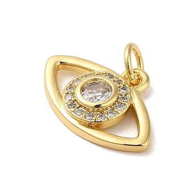 Brass Cubic Zirconia European Dangle Charms KK-K349-24-1