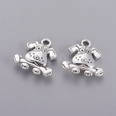 Tibetan Style Puppy Pendants X-TIBEP-R166-AS-LF-1
